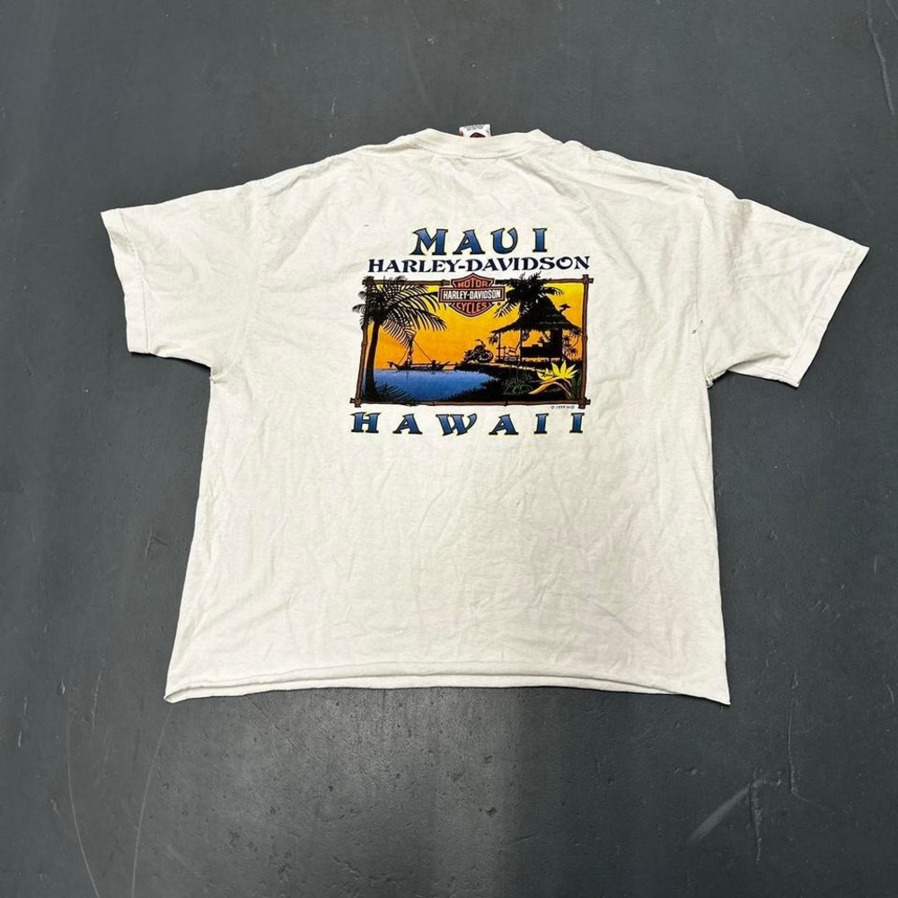 Vintage 90s 1999 Harley Davidson Maui Hawaii cropped and distressed tshirt